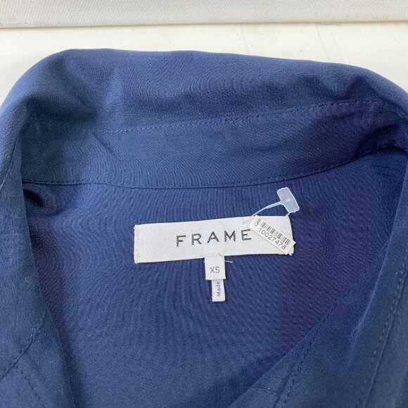 Frame Womens Navy Blue Button-Up Blouse Size XS Ex-Small - Picture 4 of 5